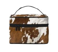 Stampa in pelle di vacchetta rossa e bianca, Borsa per il trucco Borsa per cosmetici Borsa da viaggio portatile da viaggio Astuccio per matite