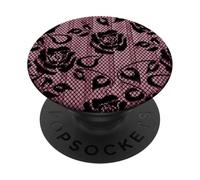 Stampa in pizzo floreale rosa con rose nere e design gotico PopSockets PopGrip Adesivo