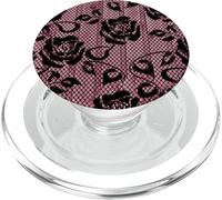 Stampa in pizzo floreale rosa con rose nere e design gotico PopSockets PopGrip per MagSafe