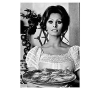 Stampa in Poster o Tela Canvas 100% QUALITà ITALIA - Sophia Loren - Pizza - effetto Dipinto Idea Regalo Casa quadro cucina stanza da letto soggiorno (TELA CANVAS, 40X57 CM)