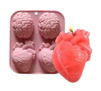 Stampa In Silicone 3D Cuore Umano | Stampo 3D Manuale a 4 Cavità per Cuori Cervello e Resina Epossidica - Sformatura Facile Per Dolci Budini Cioccolato Gelatine Muffin Cera Sapone Resine Creta
