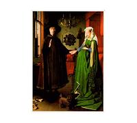 Stampa in Tela Canvas 100% QUALITà ITALIA - Jan Van Eyck - Il Ritratto dei Coniugi Arnolfini - quadro effetto Dipinto Idea Regalo Casa quadro cucina stanza da letto (40x56 cm)