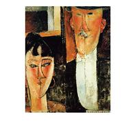 Stampa in Tela Canvas 100% QUALITà ITALIA - Modigliani - Gli sposi - effetto Dipinto Idea Regalo Casa quadro cucina stanza da letto soggiorno (40x50 cm)