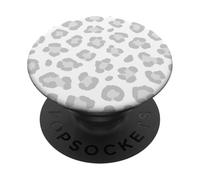 Stampa leopardata bianca e grigia con motivo a macchie di ghepardo PopSockets PopGrip Adesivo