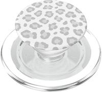 Stampa leopardata bianca e grigia con motivo a macchie di ghepardo PopSockets PopGrip per MagSafe