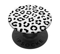 Stampa leopardata bianca e nera con motivo a pois di ghepardo PopSockets PopGrip Adesivo