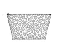 Stampa leopardata bianca grigia, Borsa da toilette Borsa per trucco Borsa per cosmetici Borsa da toilette da viaggio portatile