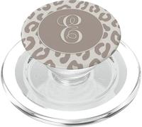 Stampa leopardata color crema con ghepardo lettera E bianca PopSockets PopGrip per MagSafe