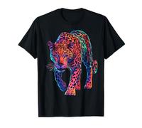 Stampa leopardata colorata motivo amante degli animali arte leopardo Maglietta