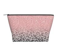 Stampa leopardata con glitter argento oro rosa, Borsa da toilette Borsa per trucco Borsa per cosmetici Borsa da toilette da viaggio portatile