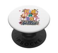 Stampa leopardata cristiana alla moda "His Way Is Better" PopSockets PopGrip Adesivo