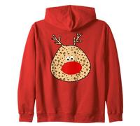 Stampa Leopardata di Rudolph la Renna di Natale Felpa con Cappuccio