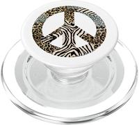 Stampa leopardata e simbolo della pace a righe zebrate PopSockets PopGrip per MagSafe