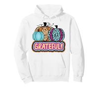 Stampa Leopardata «Grateful Thankful Pumpkin Fall Thanksgiving» Felpa con Cappuccio