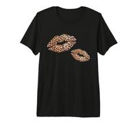 Stampa Leopardata Labbra Graphic Bold Cheetah Bocca Bacio Donna Maglietta Premium