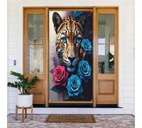 Stampa leopardata rosa n. 883 coperture decorative per porta, decorazione per interni ed esterni, primavera, estate, autunno, inverno, Halloween, Natale, decorazioni per la casa