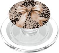 Stampa leopardata stile animale serpente modello coquette beige fiocco PopSockets PopGrip per MagSafe