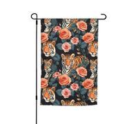 Stampa leopardata tigre con rose 30,5 x 45,7 cm portico tutte le stagioni bandiere per esterni decorazione cortile bandiera patio decorazione cortile