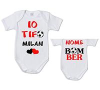 STAMPA MANIA print your own body tutina per Neonati Stampa IO TIFO MILAN personalizzato con il nome che desideri bomber 100% MADE IN ITALY - idea regalo nascita calciatori (9 mesi)