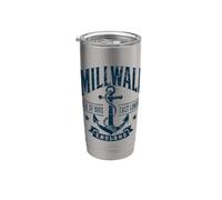 Stampa Millwall dell'isola dei cani, East London, Inghilterra, blu navy invecchiato Bicchiere termico in acciaio inox doppia parete