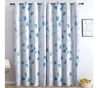 Stampa Moderna Con Vite Blu Tende Oscuranti per Interni 2 Pezzi, Termiche Isolanti Anti-Rumore con Anelli oscuranti, per soggiorno cameretta dei bambini, Bianco, 75 x 166 cm