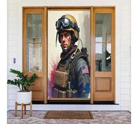 Stampa moderna dipinta con soldato n. 19, copertura decorativa per porta, decorazione per interni ed esterni, primavera, estate, autunno, inverno, Halloween, Natale, decorazioni per la casa