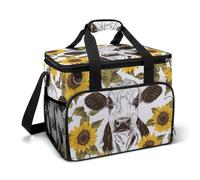 Stampa mucca con girasoli campeggio borse termiche isolato spiaggia dispositivo di raffreddamento portatile a prova di perdite campeggio Cooler con tracolla