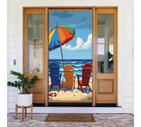 Stampa n. 4 coperture decorative per porte in spiaggia con cartoni animati, decorazioni per interni ed esterni, primavera, estate, autunno, inverno, Halloween, Natale, decorazioni per la casa