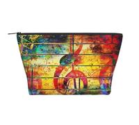 Stampa nota musicale in legno colorato, Borsa da toilette Borsa per trucco Borsa per cosmetici Borsa da toilette da viaggio portatile