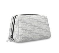 Stampa nuvole,Organizzatore di trucco in pelle,Cielo sognante con puntini e stelle,borsetta,Borsa da toeletta,Sacchetto di trucco impermeabile,Grigio,M, Grigio_4, Taglia unica, Beauty Case