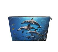 (Stampa orca) Borsa da viaggio in pelle con cerniera, borse per cosmetici per donna, piccola borsa per il trucco per borsa, borsa da viaggio portatile per cosmetici, borsa regalo per donne, ragazze, s