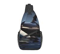 Stampa Orca Killer Whale Stampa Orca Killer Whale Borsa sul petto Zaino a tracolla diagonale Uomo Donna Viaggio con zaino multifunzionale per sport all'aria aperta