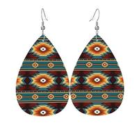 Stampa Orecchini Di Cuoio Ethnic Aztec Native American Pattern Orecchino Da Donna Confortevoli Orecchini Pendenti Per Decorazioni Bambina Vacanze