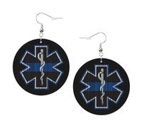 Stampa Orecchini Di Cuoio Thin Blue Ems Star Of Life Orecchino da Donna Confortevoli Orecchini Bambina per Festa Festa della mamma Compleanno