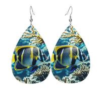 Stampa Orecchini Di Cuoio Underwater World Tropical Fish Waterdrop Di Orecchino Confortevoli Orecchini Pendenti Per Festa Della Mamma Decorazioni Bambina