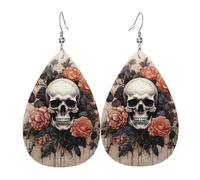 Stampa Orecchini Donna Ancient skull and flowers Waterdrop di Orecchino Confortevoli Orecchini Pendenti per Decorazioni Vacanze Festa della mamma