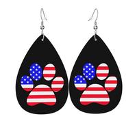 Stampa Orecchini Donna Dog Paw American Flag American Ciondolo Orecchio Confortevoli Orecchini Pendenti Lunghi per Festa della mamma Festa Bambina