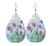 Stampa Orecchini Donna Orchid Flower Butterfly Soft Fresh Spring Print Orecchino da Donna Confortevoli Orecchini Pendenti Lunghi per Vacanze Festa della mamma Festa