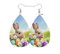 Stampa Orecchini Donna Pendenti Rabbit Little Easter Bunny Easter Eggs Green Grass Orecchino Da Donna Confortevoli Orecchini Pendenti Per Festa Decorazioni Festa Della Mamma