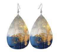 Stampa Orecchini Gold Blue White Print Waterdrop di Orecchino Confortevoli Orecchini Pendenti Lunghi per Festa della mamma Festa Bambina