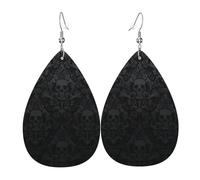 Stampa Orecchini Goth Gothic Black Skull Damask Waterdrop Di Orecchino Confortevoli Teardrop Orecchini Per Festa Della Mamma Bambina Vacanze