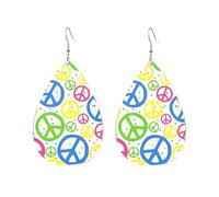 Stampa Orecchini Pendenti Donna Colorful Peace Sign Pattern Waterdrop di Orecchino Confortevoli Orecchini Pendenti per Bambina Vacanze Decorazioni