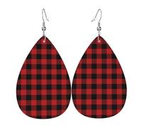 Stampa Orecchini Pendenti Donna Red Black Buffalo Check Plaid Ciondolo Orecchio Confortevoli Orecchini Pendenti Lunghi Per Festa Decorazioni Compleanno