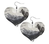 Stampa Orecchini Pendenti Donna Snow Mountain Lone Wolf Ciondolo Orecchio Confortevoli Orecchini Pendenti Lunghi per Festa Compleanno Bambina