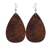 Stampa Orecchini West Rustic Dark Brown Pattern Waterdrop Di Orecchino Confortevoli Orecchini Pendenti Per Vacanze Decorazioni Bambina