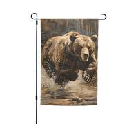 Stampa orso che corre 30,5 x 45,7 cm, bandiera da giardino per tutte le stagioni, decorazione esterna per cortile, patio, portico e bandiera del prato
