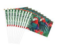 Stampa pappagallo tropicale Fiore Palo Bandiera Palmare Bandiere portatili Decor Eventi Versatile Uso Gruppo Attività