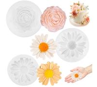 Stampa per Candele in Silicone Set da 2 Pezzi, Stampo 3D a Forma di Fiore di Margherita e Peonia, Stampi per Candele, Cioccolato, Caramelle, Sapone, Resina