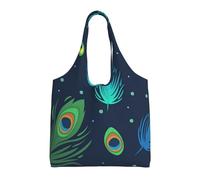 Stampa piuma di pavone,Borse riutilizzabili, borse della spesa, borsa a tracolla in tela di grande capacità