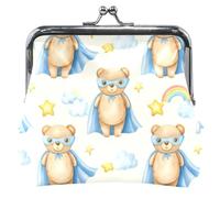 Stampa Portamonete per Uomini Donne In Pelle Bacio Blocco Carino Cartoon Teddy Bears Supereroi Portafoglio Carta Cambiare Borsa